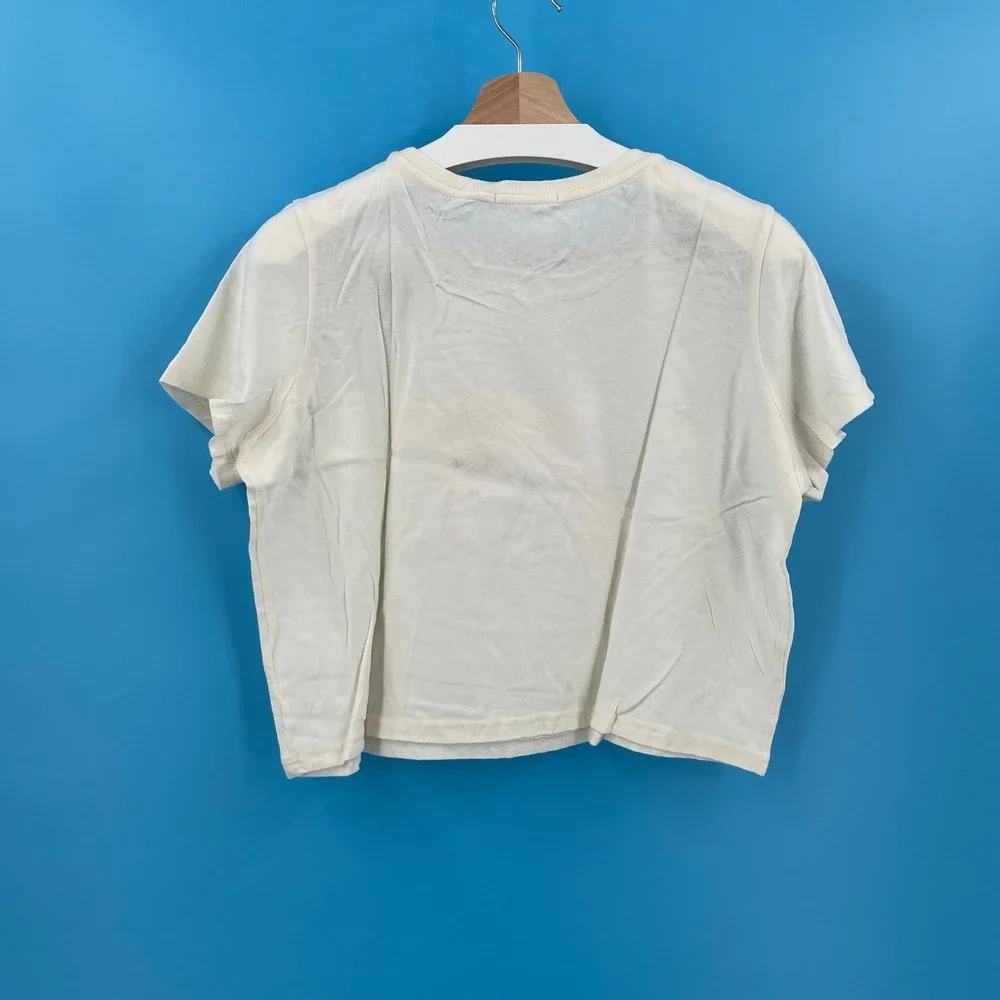 Marine Layer Easy Crop Graphic Tee Antique White Orange Sun Wave NWT Size M USA - Picture 3 of 9